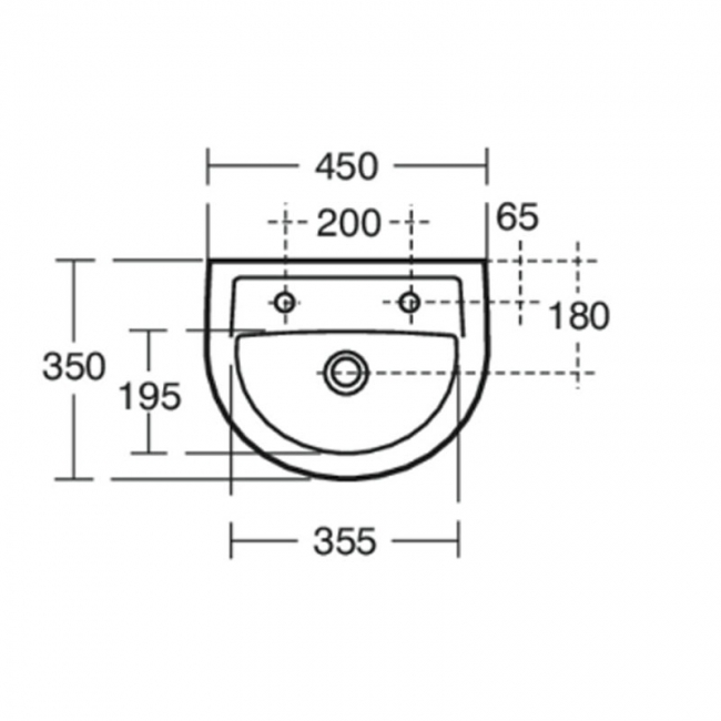 Armitage Shanks Sandringham 21 Wall Hung Basin 450mm Wide - 2 Tap Hole