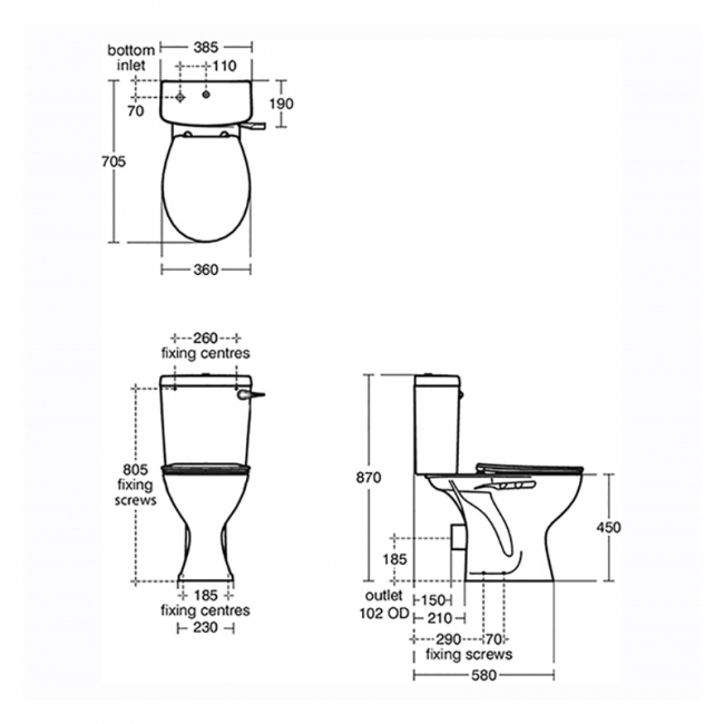 Armitage Shanks Sandringham 21 Comfort Height Close Coupled Toilet with Single Flush Cistern - Excluding Seat