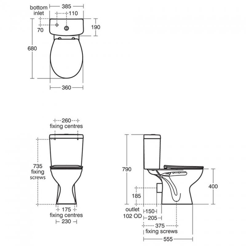 Armitage Shanks Sandringham 21 Close Coupled Toilet 6/4 Litre Cistern Hardwearing Seat