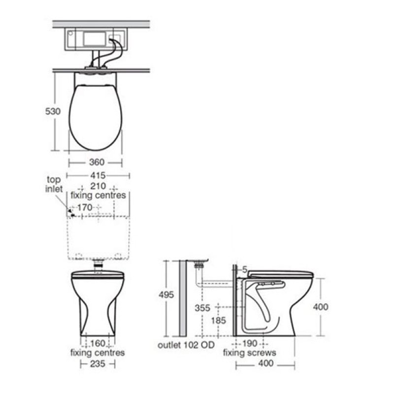 Armitage Shanks Sandringham 21 Toilet E897401+E131701 Back to Wall