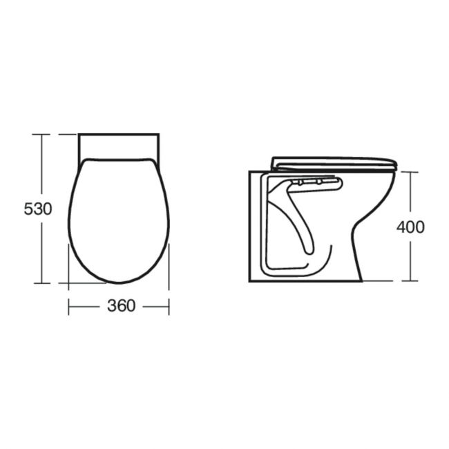 Armitage Shanks Sandringham 21 Back to Wall Toilet (inc Soft Close Seat)  | Dimension Image