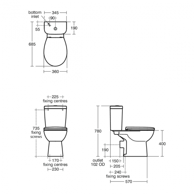Armitage Shanks Sandringham 21 Close Coupled Toilet with Dual Flush Cistern - Soft Close Seat
