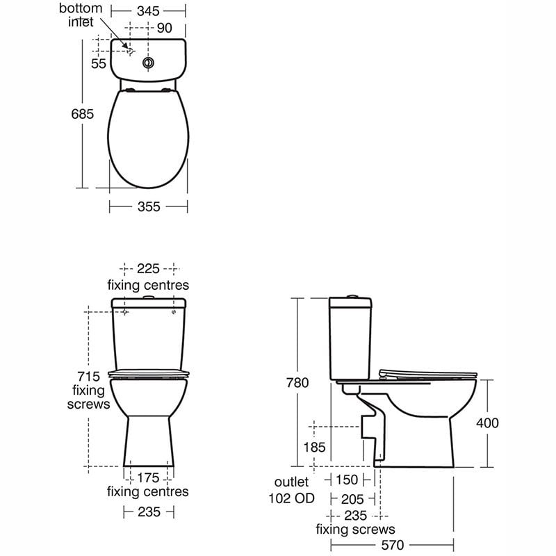 Armitage Shanks Sandringham 21 Close Coupled Toilet with 4/2.6 Litre Cistern - Soft Close Seat