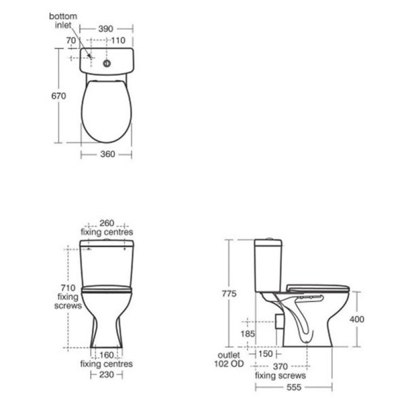 Armitage Shanks Sandringham 21 Boxed Close Coupled Toilet with Push Button Cistern - Standard Seat