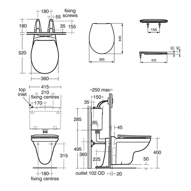 Armitage Shanks Sandringham 21 Wall Hung Toilet (inc Soft Close Seat)