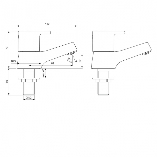 Armitage Shanks Sandringham SL 21 Basin Pillar Taps Pair - Chrome