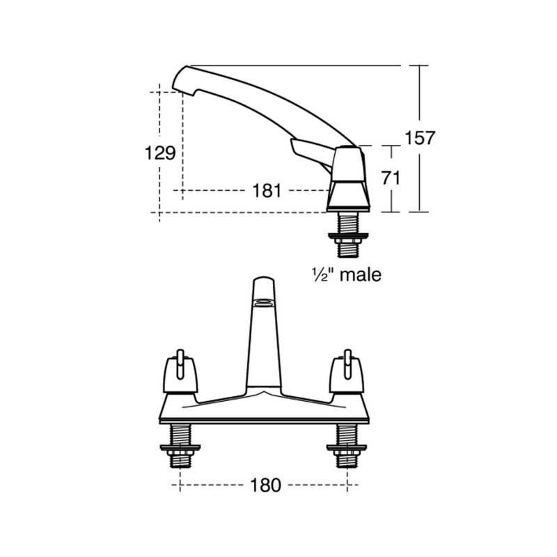 Armitage Shanks Sandringham 21 Kitchen Sink Mixer Tap 2 Tap Hole