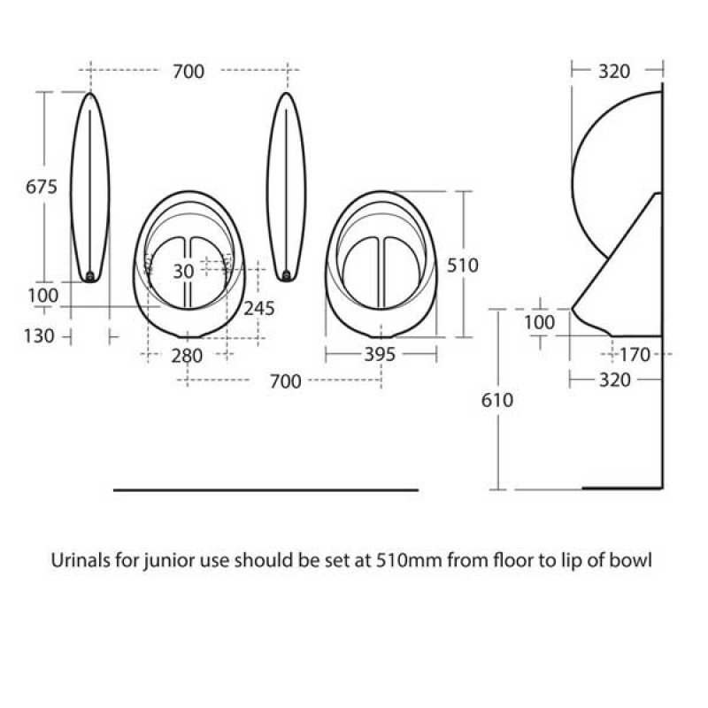 Armitage Shanks Sanura Waterless HygenIQ Rimless Urinal Bowl 510mm H x 395mm W - White