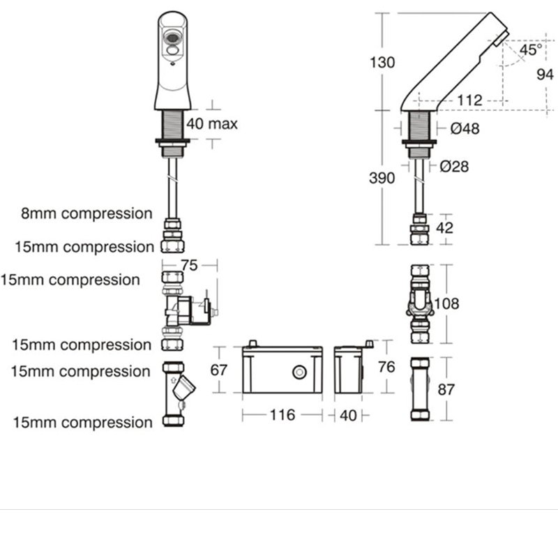 Armitage Shanks Sensorflow 21 Compact Deck Basin Mixer Tap - Chrome