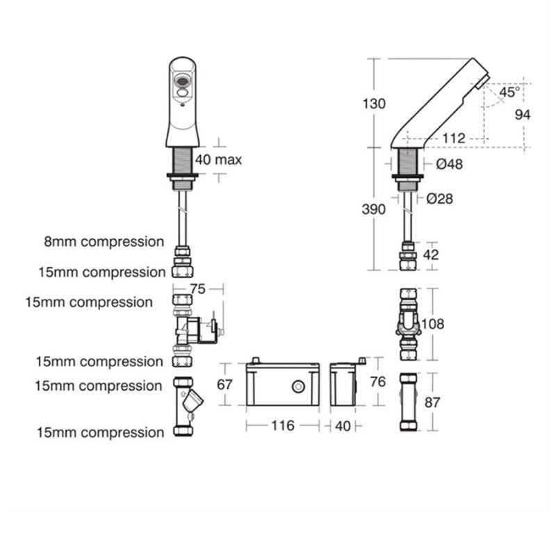 Armitage Shanks Sensorflow 21 Compact Link Deck Mounted Spout - Brushed Steel