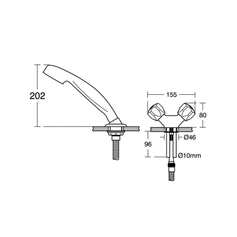 Armitage Shanks Starlite Dual Control Hairdressers Basin Mixer Tap with Flexible Hose - 2 Tap Hole