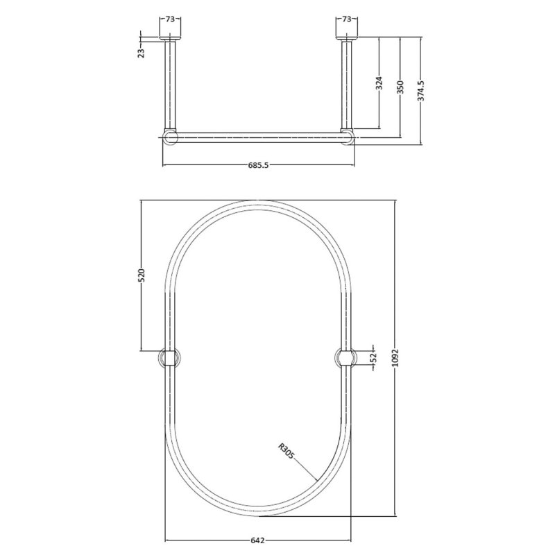 Bayswater Cicero Oval Shower Curtain Ring Chrome