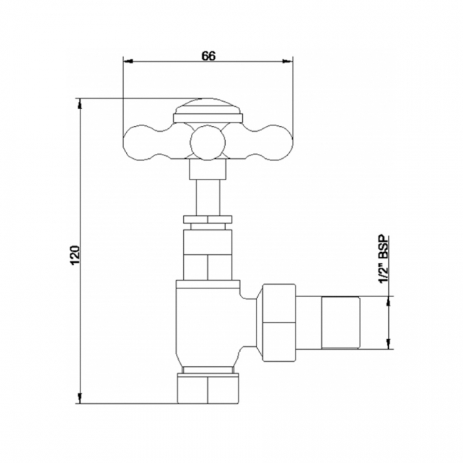 Bayswater Crosshead Angled Radiator Valves Pair - Chrome