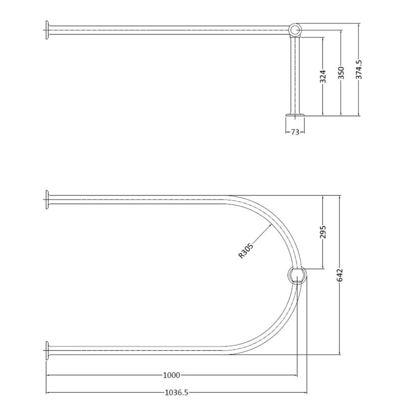 Bayswater Detta U-Shaped Shower Curtain Ring Chrome