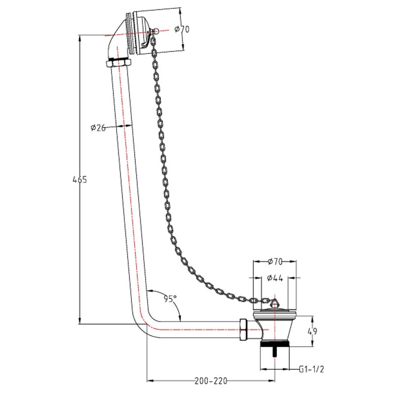 Bayswater Exposed Bath Waste with Grilled Overflow - Chrome