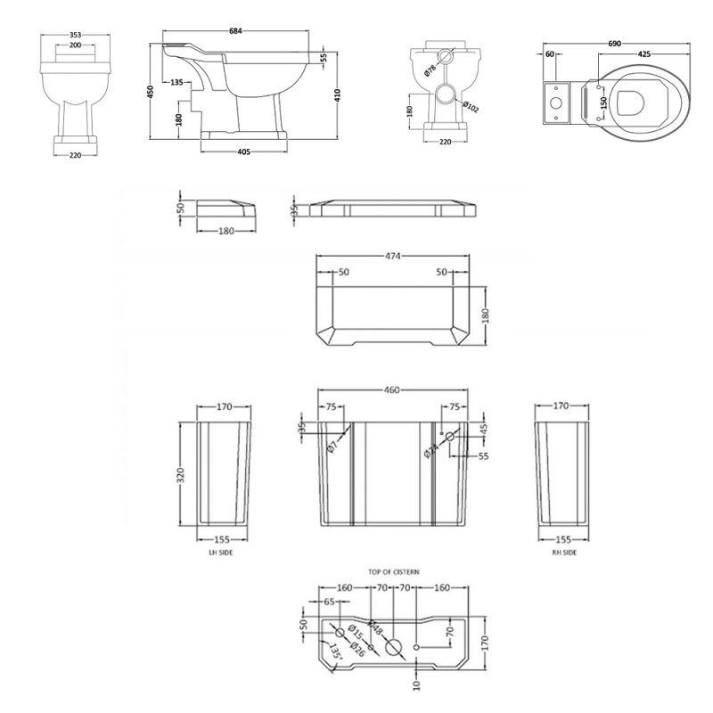 Bayswater Fitzroy Toilet BAYC014+BAYC015 Close Coupled White