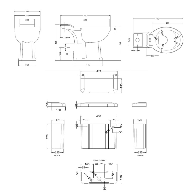 Bayswater Fitzroy Toilet BAYC016+BAYC015 Close Coupled White