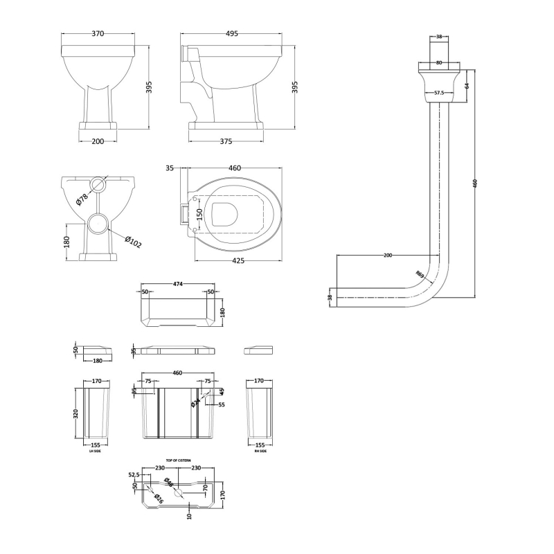 Bayswater Fitzroy Toilet BAYC017+BAYC018+BAYA017 Low Level White