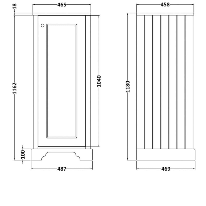 Bayswater Plummett Grey Tall Boy Storage Unit 465mm Wide