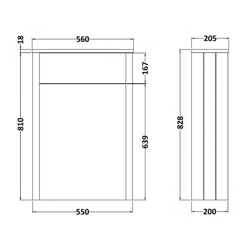 Bayswater Plummett Grey WC Toilet Unit 550mm Wide