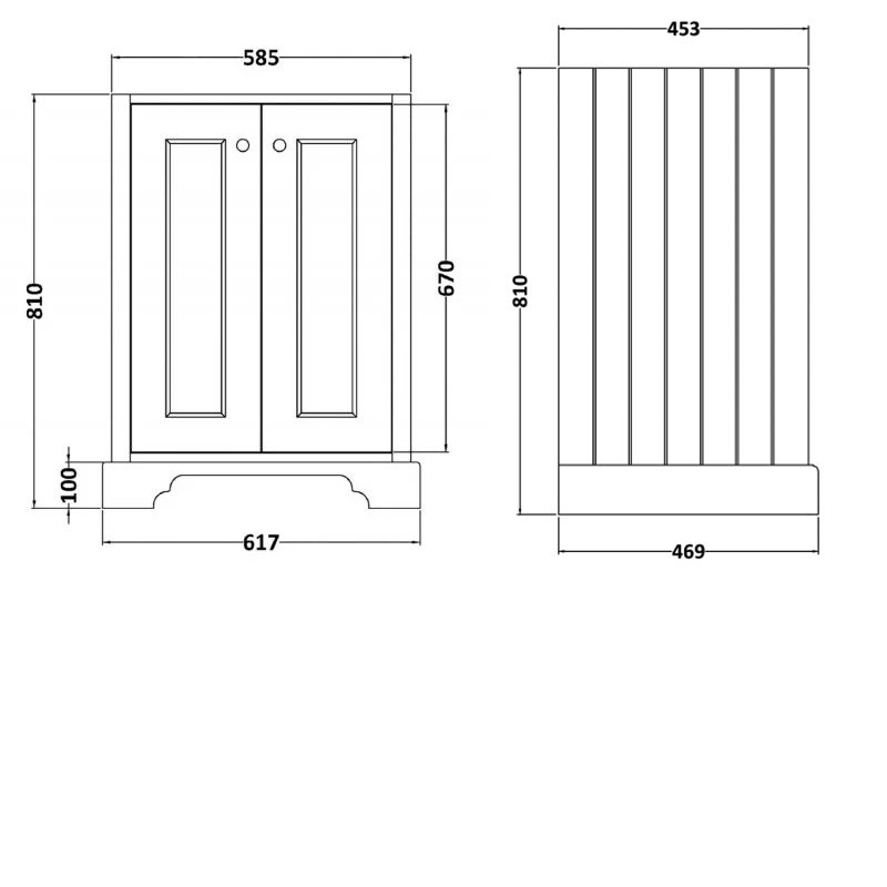 Bayswater Pointing White 2-Door Vanity Unit 600mm Wide (Excluding Basin)