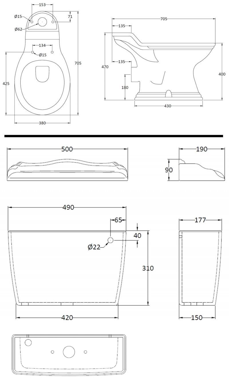 Bayswater Porchester Toilet BAYC106+BAYC107 Close Coupled White