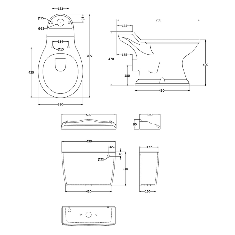 Bayswater Porchester Toilet BAYC106+BAYC107 Close Coupled White