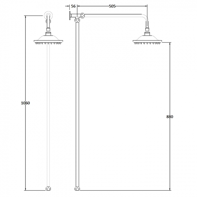 Bayswater Standard Rigid Riser Shower Kit with Fixed Head Chrome