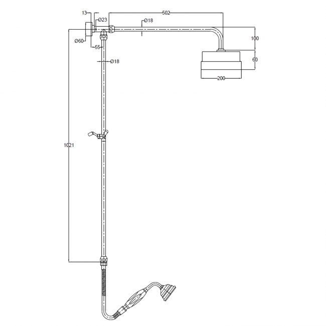Bayswater Luxury Rigid Riser Shower Kit with Large Fixed Head and Handset - Chrome