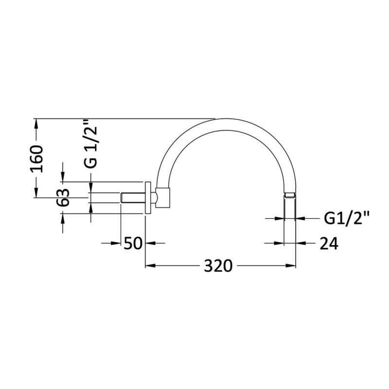Bayswater Curved Wall Mounted Shower Arm Chrome