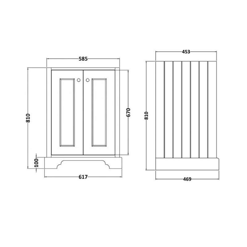 Bayswater Stiffkey Blue 2-Door Vanity Unit 600mm Wide (Excluding Basin)