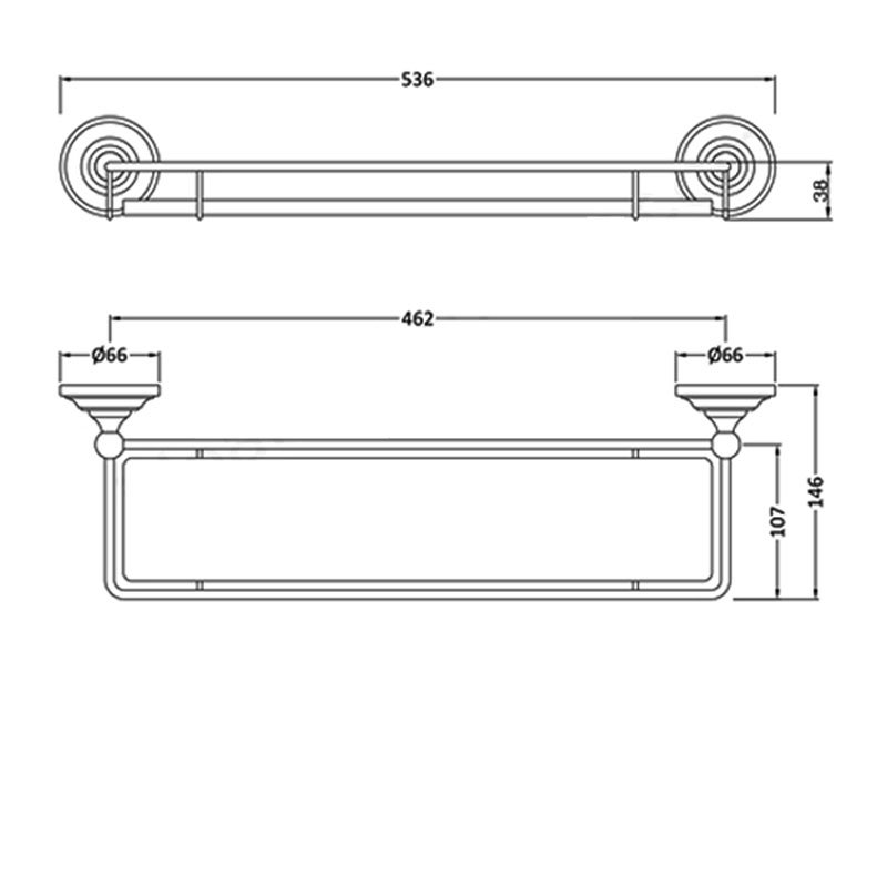 Bayswater Traditional Glass Gallery Shelf Chrome