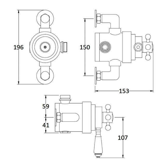 Bayswater Traditional Dual Exposed Concentric Shower Valve White/Chrome