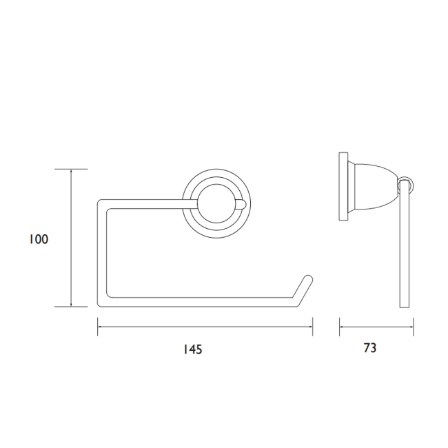 Bristan 1901 Brass Toilet Roll Holder - Chrome Plated  | Dimension Image