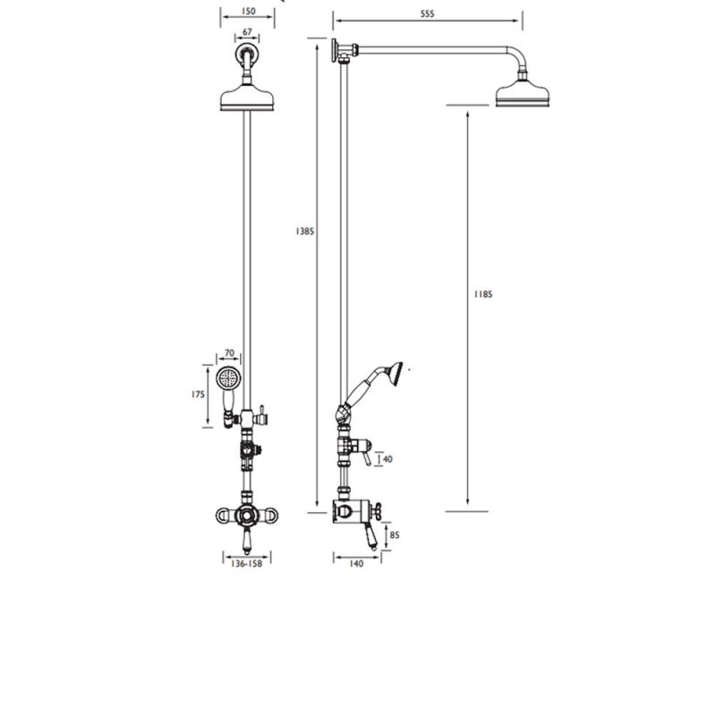 Bristan 1901 Dual Exposed Mixer Shower with Shower Kit and Fixed Head