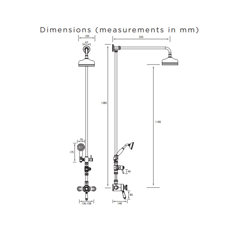 Bristan 1901 Dual Exposed Mixer Shower with Shower Kit + Fixed Head