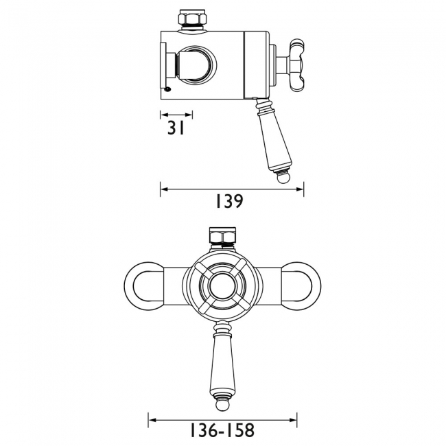 Bristan 1901 Exposed Concentric Top Outlet Shower Valve Only - Chrome