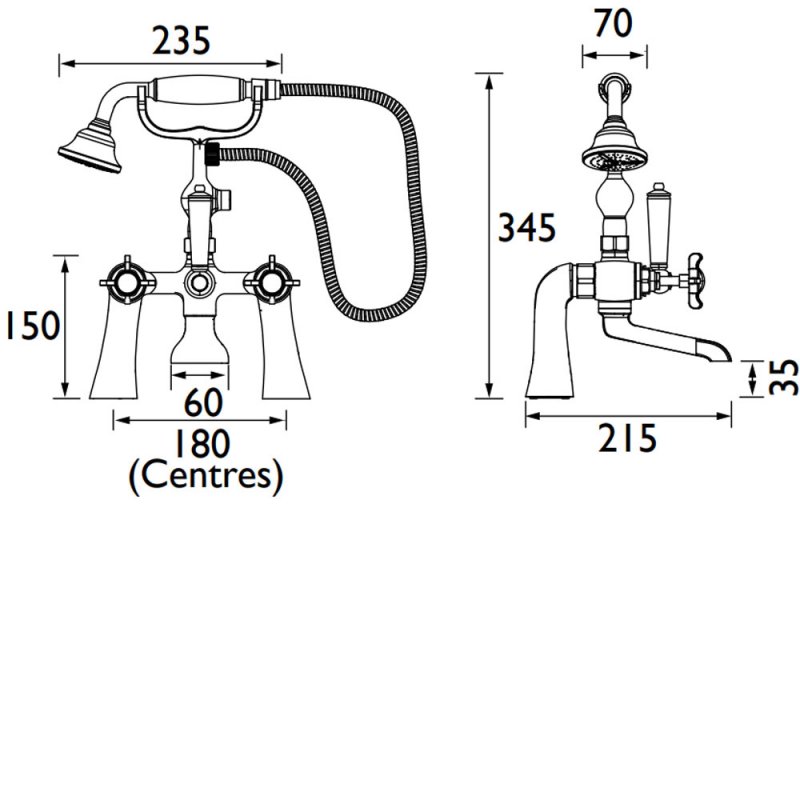 Bristan 1901 Bath Shower Mixer N BSM C CD Pillar Mounted Chrome
