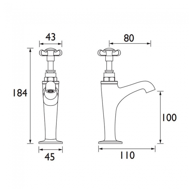 Bristan 1901 High Neck Kitchen Sink Taps Pair - Chrome