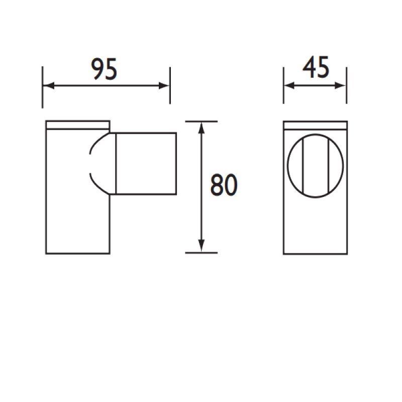 Bristan WB101 Modern Shower Wall Bracket - Chrome  | Dimension Image