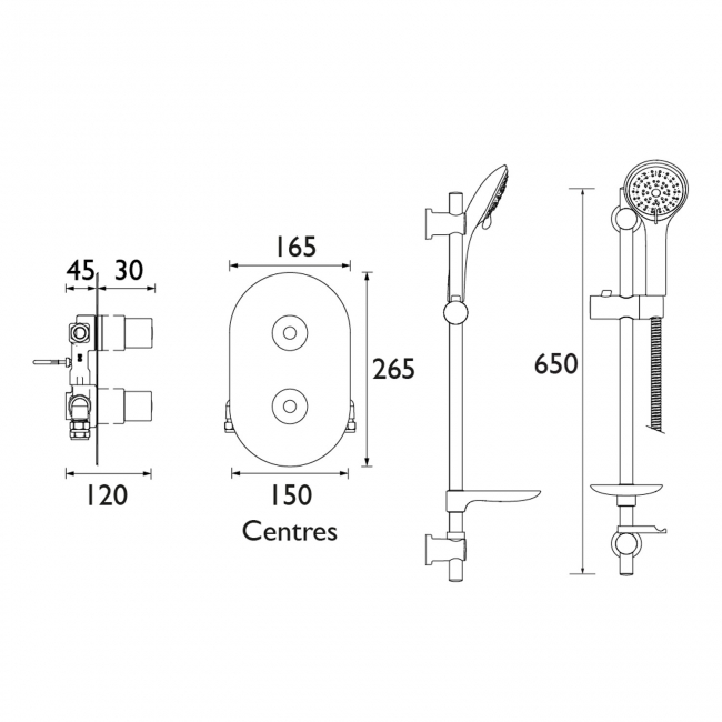 Bristan Artisan Dual Concealed Mixer Shower with Shower Kit