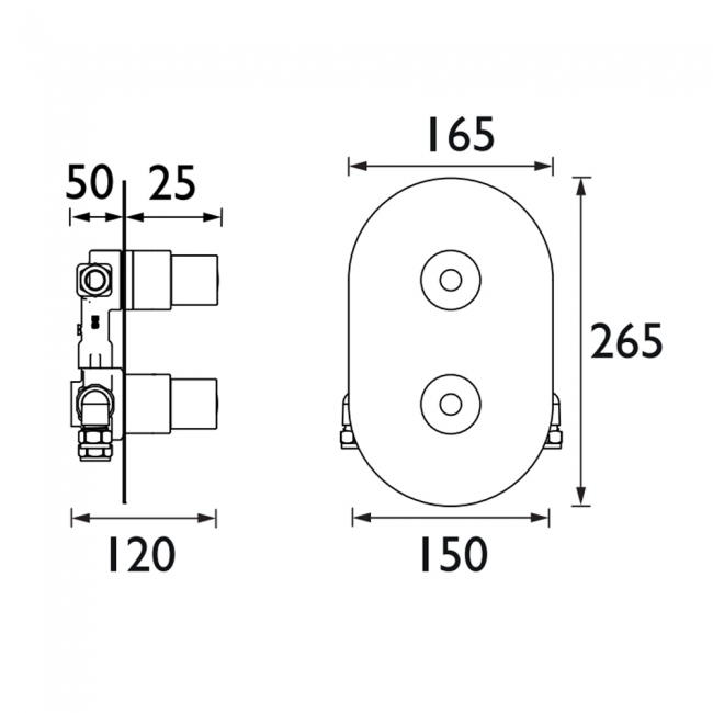 Bristan Artisan Recessed Concealed Shower Valve with Diverter Dual Handle - Chrome