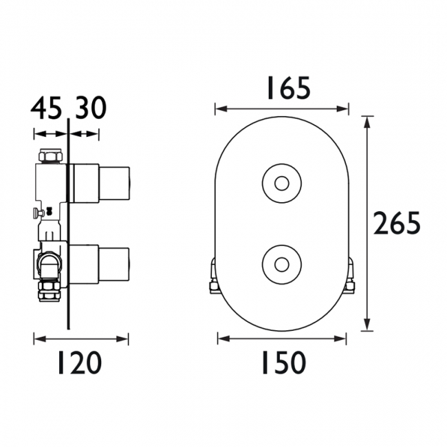 Bristan Artisan Recessed Concealed Shower Valve Dual Handle - Chrome