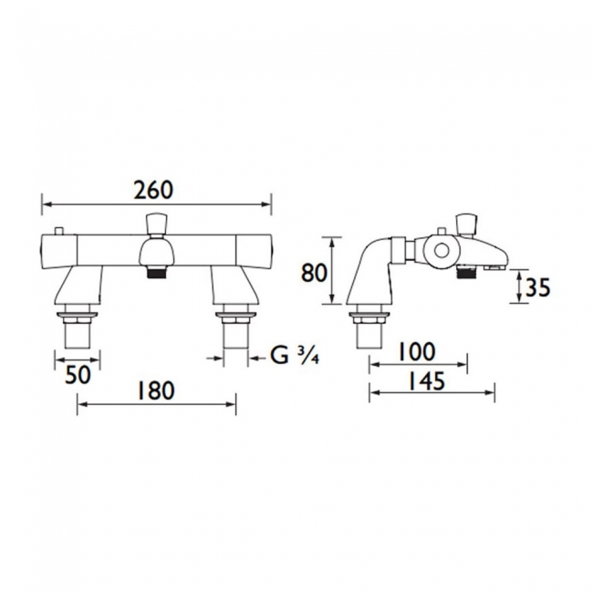 Bristan Artisan TMV2 Thermostatic Bath Shower Mixer Tap - Chrome