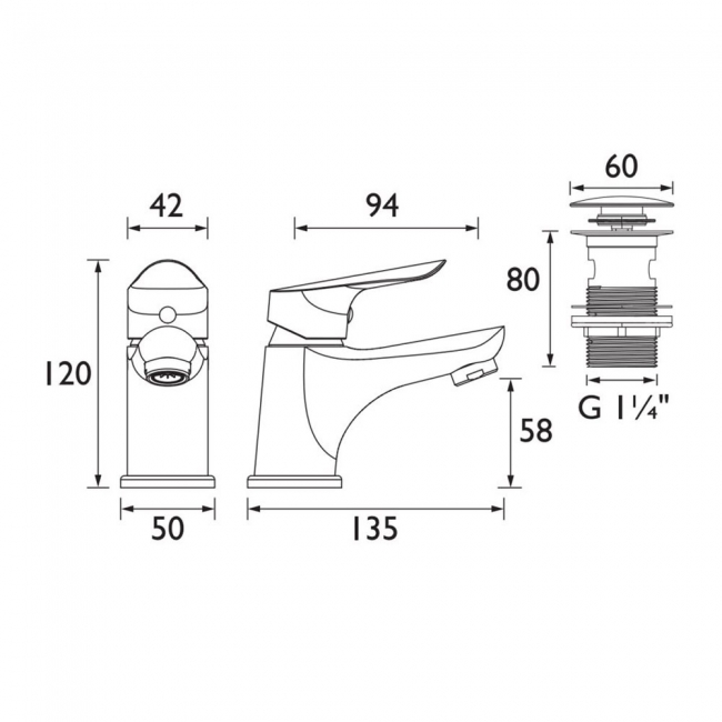 Bristan Aster Basin Mixer Tap with Clicker Waste - Chrome