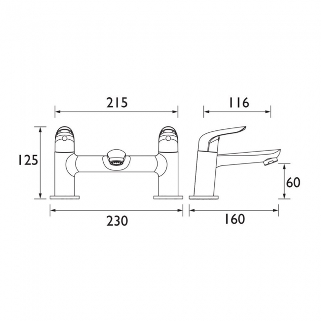 Bristan Aster Bath Filler Tap Pillar Mounted - Chrome