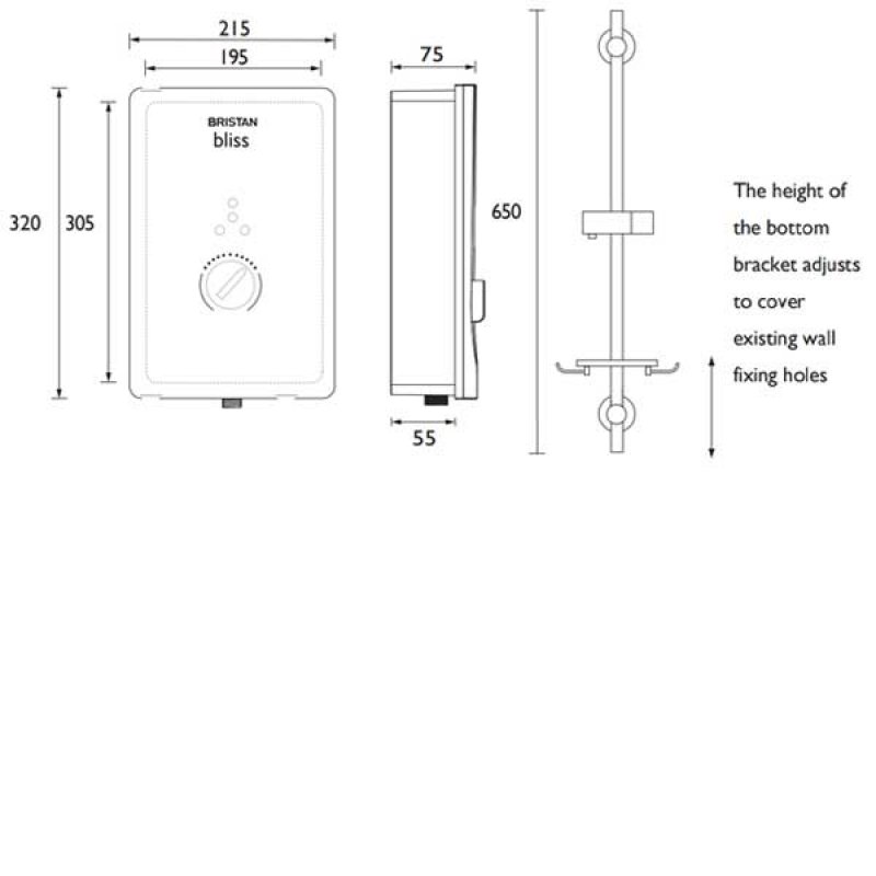 Bristan Bliss Electric Shower BL3105 B 10.5kW Black