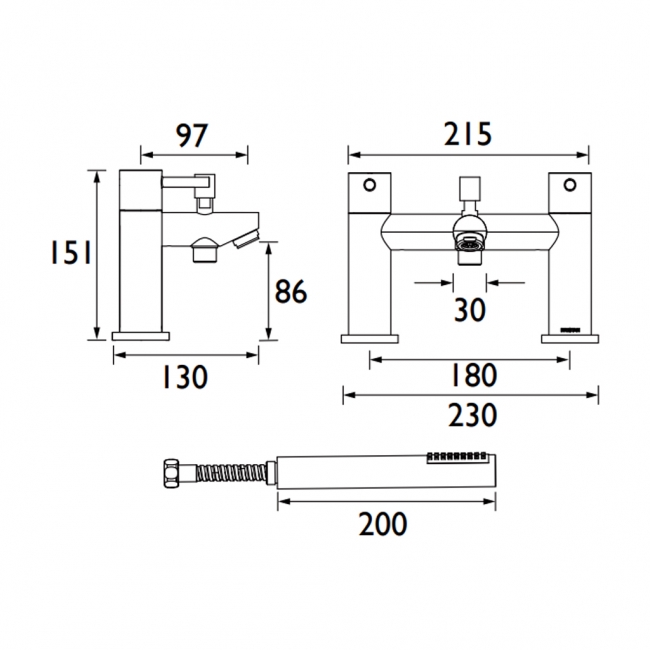 Bristan Blitz Bath Shower Mixer Tap Pillar Mounted - Chrome