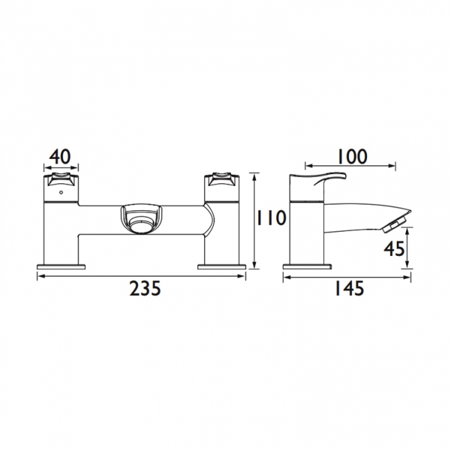 Bristan Capri Bath Filler Tap - Chrome Plated  | Dimension Image