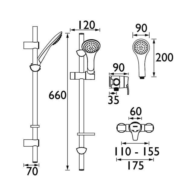 Bristan Capri2 Exposed Shower CAP2 SHXAR C 1 Outlet Chrome